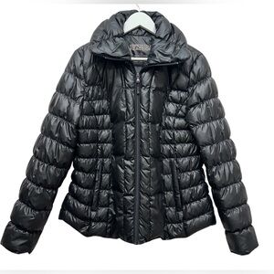Kenneth Cole Reaction Women's Sleek Black Puffer Coat Size Large